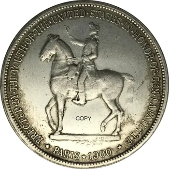 Съединените Американски Щати 1 Долар Лафайет 1900 Покрити С Мед Сребърни Копирни Монети