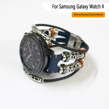 Висококачествена черна Каишка от изкуствена Кожа за Samsung Galaxy Watch 4 40 мм 44 мм Watch4 Класически 42 мм и 46 мм Гривна