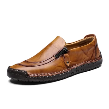 Лятна мъжки Ежедневни обувки Марка кожени мъжки обувки са ръчно изработени Мокасини Удобни дишащи обувки за мъже Zapatos De Hombre