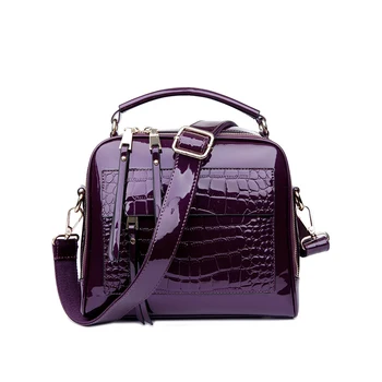 Нови дизайнерски дамски чанти Качеството на Маслото Пу Дамска чанта-месинджър с петна от крокодилска кожа Лачени чанти за рамо Женски
