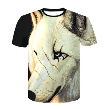 Модерно луксозно обзавеждане мъжка тениска с кръгла яка и къси ръкави с принтом 3D animal cool Wolf мъжки ежедневни тениска
