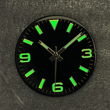 28,5 мм Циферблат часа + Стрелка Зелен Светлинен Слънчев Модел на Промяна 369 Нокти Мъжки часовници Аксесоар Подходящ за NH35/NH36/4R/7S Механизъм