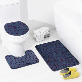 Комплект калъфи за седалки на тоалетни, Определени килими за баня Комплект от три Тоалетни постелки Впитывающий Подложка за краката на Мат за тоалетна 3d Комплект за баня Комплект за тоалетна