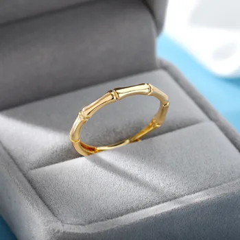 Двойка за да Създадете пръстен Креативна форма на Бамбук Регулируема Медни пръстена Прости Стръмни Модни бижута за жени и мъже, Подарък за сватба
