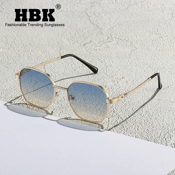 HBK Дамски Ретро Класически Малки Полигони Слънчеви очила Метални Нюанси за мъже и жени Луксозни Реколта осмоъгълен Зелени Огледала Слънчеви очила
