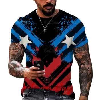 Лятна мъжка тениска с националния флаг 3D-печат Дрехи Градинска мода Свободна Кръгла яка Индивидуалност бързо съхнещи върховете