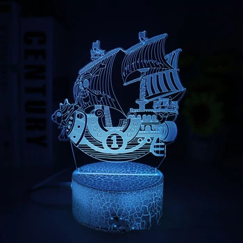 Едно парче лека нощ Luffy Санджи Zoro Нас 3D LED Илюзия Настолна Лампа Тъчпад Оптична Фигурка Лампа Нощни Декор Модел Играчки