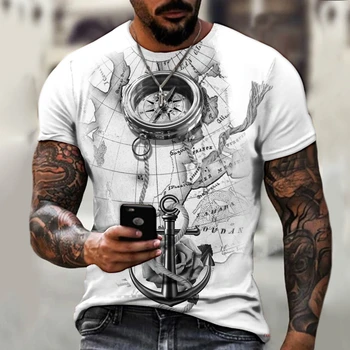 Компас 3D печат тениска лятна мъжки хип-хоп с кръгло деколте плюс размера на всекидневен стил облекло с къси ръкави XXS-6XL