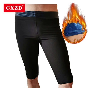 CXZD 2021 Гореща Талия Облегающая за мъже Изгарянето на мазнините с Ефект на сауна Потеющие панталони Фитнес Зала Фитнес Горещи Термо-Формирователи на тялото