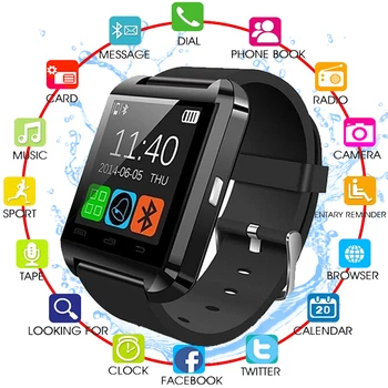 2021 Нов Стилен U8 BT-Съвместими Смарт Часовници За iPhone и IOS и Android Часовници Носят Часовници Носимое Устройство Smart-Часовници Лесно за Носене