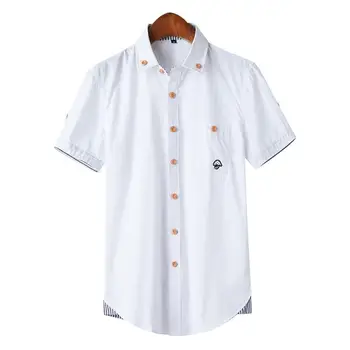 Мъжка риза с копчета с къс ръкав Летни дрехи за Мъже в корейски стил Приталенная Бродерия Гъби Половината Ръкави Мъжки Дрехи 5XL