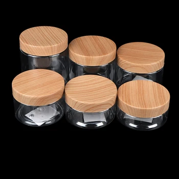 Нови Прозрачни Пластмасови Бутилки с обем 80-250 мл, Запечатани Кутии с дървен капак, съд За съхранение на Кухненски Продукти, устойчиви на вода Банки