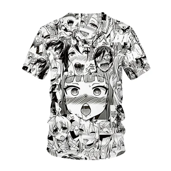 Лятна Аниме 3D печат Мъжка тениска Градинска дрехи с безкраен модел За-образно деколте, Хип-хоп тениска Мъжки и дамски Ежедневни блузи Harajuku