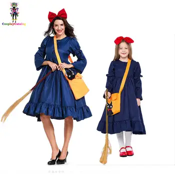 Услугата доставка на Кики За възрастни жени Cosplay Рокля Детски костюми Кики за момичета Костюм на Малката вещица Детски дрехи Размер XXS-XL