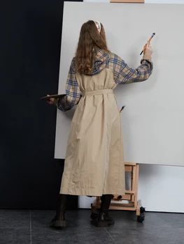 IRINACH460 Колекция Есен-Зима 2021 Оригинален Дизайн Клетчатое мозайка дълга рокля-тренч с качулка за жени