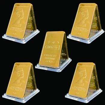 5ШТ Златни кюлчета Египетската кралица Клеопатра VII Пирамида Филопатора 1 Трой унция 999/1000 Златни Кюлчета 50*28*3 мм Монети с колекционерска стойност
