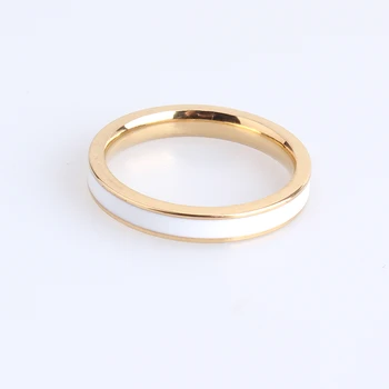 брачни халки 3 мм и златен цвят с бяла ивица от неръждаема стомана 316L пръстени за пръстите за жени на едро