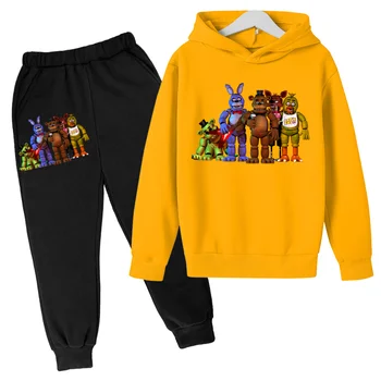 Детска hoody с качулка + Панталони Комплект от 2 теми Младежки костюм с качулка с плюшено мече Качулки FNAF Спортни дрехи Блузи с дълъг ръкав за 4-14 години
