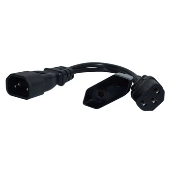 Захранващ кабел Сплитер Тип Y,Iec320 3-Пинов Конектор C14 до Штекеру C13+2 Дупки на Ес 4,0 мм Изход захранващ Кабел за Променлив Ток