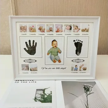 Детска рамка за снимка САМ Отпечатък от ръцете на Създателите на пръстови мастило Изображение Подарък за Рожден Ден на детски рисунки рамки за картини за Декорация на дома