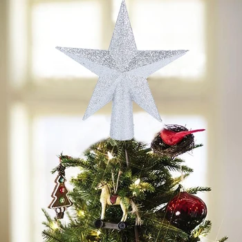 1P Отгоре украсата на коледната елха на Пенливи звезда Украса на главата коледно Коледен декор на стените за дома Нова година 2020 Натал