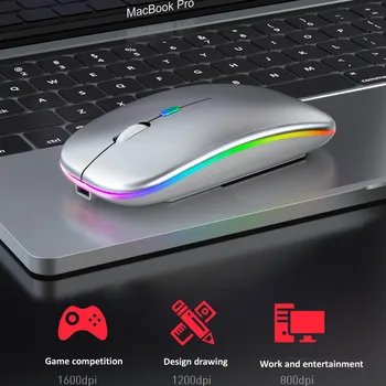 Безжична Тиха компютърна Мишка RGB Bluetooth-съвместима Ергономична Мишка За лаптоп, ipad PC Macbook Air USB 2.4 G Безшумни Мишката Mause