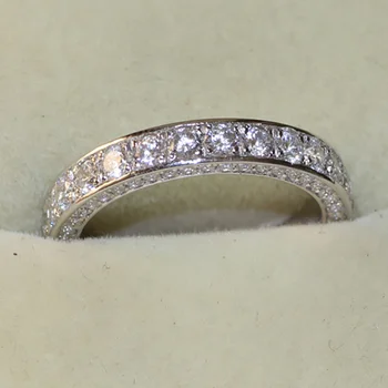 Луксозни Кръгли Годежни пръстени за жени, Модни Бижута с метална инкрустиран Бял Циркон Юбилейното годежен пръстен