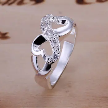 Нова мода R049 Женски посеребренное пръстен, със сребърно покритие бижутата, Инкрустированное 8-образен пръстен на годежни пръстени анелли дон
