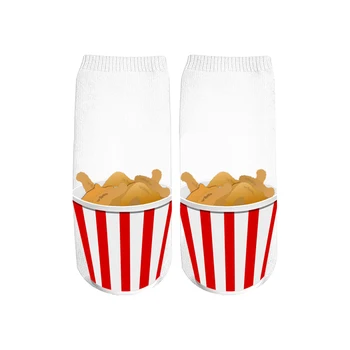 PLstar Cosmos Чорапи с хранителни принтом За мъже и жени, модни пържени картофки, Хамбургер, сладолед, 3D принт, къси чорапи на щиколотках, Ежедневни художествени 3d чорапи