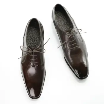 Чичо Савиано Оксфорд Сватбена за най-добър мъжки обувки, Обличам Официално гланцово Младоженеца Офис Черна Естествена кожа Бизнес Дизайнерски обувки