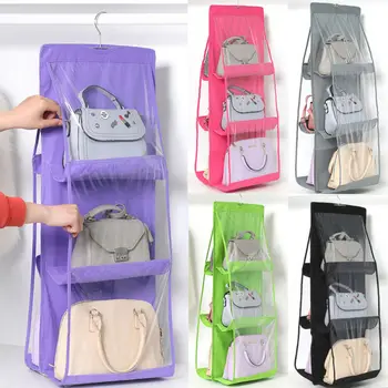 6 Джобен Висящ Органайзер за дамска чанта за шкаф Шкаф Прозрачна Чанта за съхранение на Вратата стена Прозрачна чанта за обувки със закачалка