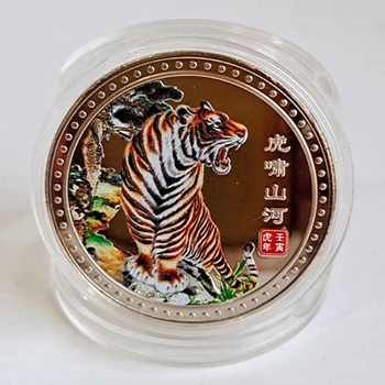 1бр 2022 Китай на Нова Година Годината на Тигъра Оригиналната Възпоменателна Монета Биметаллическая Колекция на Зодиака Годината на Тигъра Монети, Накити Занаяти