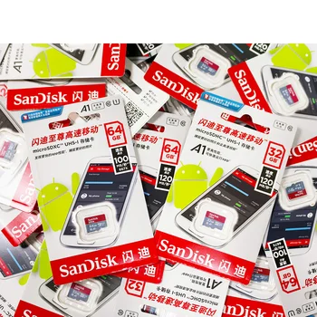 Оригиналната карта SanDisk micro SD НА 16 GB 32 GB 64 GB 128 GB, 256 GB Ultra A1 microSDXC 120 МБ/с UHS-I Class10 карта с флаш памет с адаптер