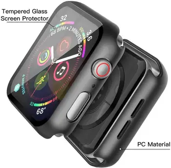 Калъф+Стъкло за Apple Watch 5 44 мм 40 мм iWatch 3D-9H капак броня+Защитно фолио за дисплея на apple watch серия 6 4 3 38 мм 42 мм