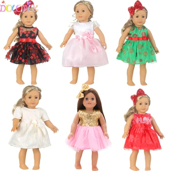 18-Инчов Американската Кукла 25 Цветове на Принцеса Рокля Кукла, Кукла Пола Облекло За 43 см Детска Кукла Ребон Розова Рокля Подходяща За Момиче Кукла Играчка