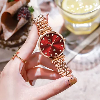 OLEVS 2021 Нова мода Луксозни дамски часовник Комплект Водоустойчив Кварцов часовник с автоматично датата на Жените най-Добрите маркови дамски ръчен часовник