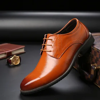 Модерен мъжки Класически кожени обувки 2021 Есен - пролет Мъжки офис обувки, Мъжки маратонки Голям Размер 38 39 40 41 42 43 44 45 46 47