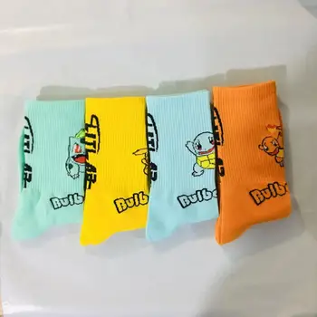 Pikachu Детски чорапи Покемоны За момичета Socks12+y Аниме Творчески модел Памучни дишащи Високи чорапи Горещ продукт е Евтин