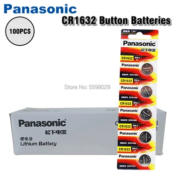 Panasonic CR1632 Бутон 100 x Батерии за монети CR1632 Кола с Дистанционно Управление Електрически Алармена система 3 В Литиева Батерия За детски играчки, Часовници