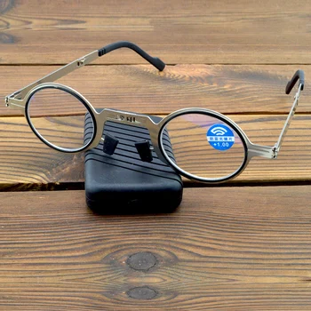 Безвинтовые Сгъваеми Преносими Очила Медицински Носа облицовка против хлъзгане Височные Обектив с 12-слойным покритие Кръгли Очила за Четене +0,75 - +4