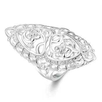 Красив Ретре цветен стил СРЕБЪРЕН пръстен жени сладък благородни красиви Сватбени модни сребърни цветовете са КРАСИВИ женски дамски пръстени, бижута R698