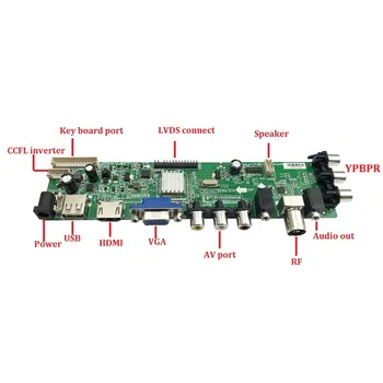 Комплект за B154EW02 V1/V2/V3/V4/V5/V6/V7 TV VGA USB AV DVB-T2, DVB-T Цифров панел HDMI Такса контролер 1 CCFL LCD дисплей 1280X800 дистанционно управление