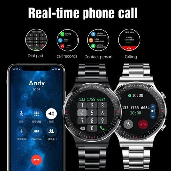 2021 Нова Стоманена Каишка Смарт Часовници Мъжки IP68 Водоустойчив Спорт Фитнес Пълен сензорен екран на Смарт часовници Луксозни Мъжки Часовник За Android и IOS