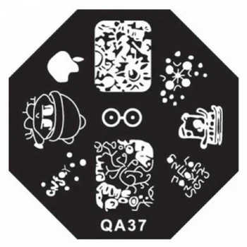 2020 QA серия нови восьмигранных печати за нокти с изображение на плаката може да се използва повторно Шаблон за нокти Apple Nofuji grass QA37