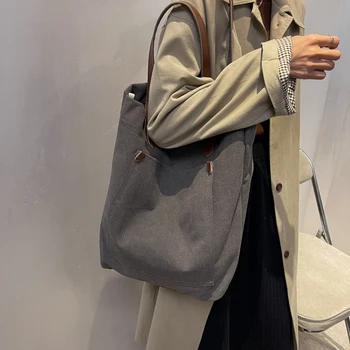 Холщовая дамски Голяма чанта през рамо дамски Чанти за жени Прост дизайн Ежедневни дамски Чанти Голям капацитет на рамо Чантата си 2021 Нова