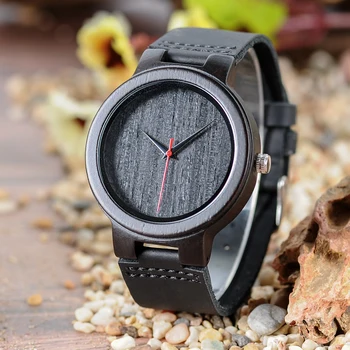 БОБО птичи часовник Мъжки Relogio Masculino Черно дърво, Дървени ръчни часовници за Мъже Причинно-следствена кварцов reloj hombre в кутия за подарък Потребителски лого