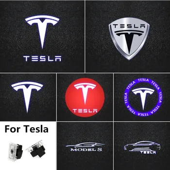 2 бр. за Tesla Model S на Tesla Model 3 X Y Led Вратата на Колата Добре дошли Светлина логото на Лазерен Проектор, лампа Призрачная Сянката на Вратата, Аксесоар лампа