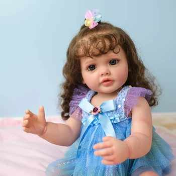 55 СМ цялото Тяло на Възстановената Момиче Кукла Бети Ръчно Рисувани с Видими Венами Реалистична 3D Кожа Вкоренени Дълга Коса Художествена Кукла за Подарък