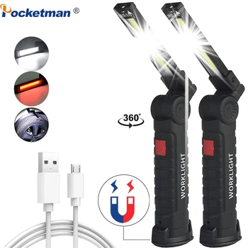 Мощен Работен светлина Ултра-Ярък led фенерче COB Магнитен 5 режима на USB Акумулаторна лампа лампа водоустойчив Къмпинг Ремонт на автомобили