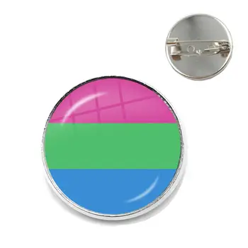 Bi Pride ЛГБТ Игли за яката Хипоалергенни Украса за гей-прайда Дъгата Флаг Стъклени брошки-кабошоны Бижута за жени и мъже, Подарък